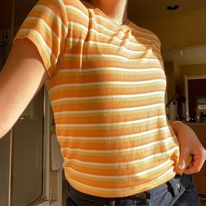 ASOS ribbed tee with orange and white stripes